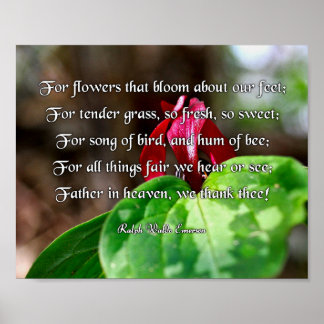 Ralph Waldo Emerson Dikt, för blommor Poster