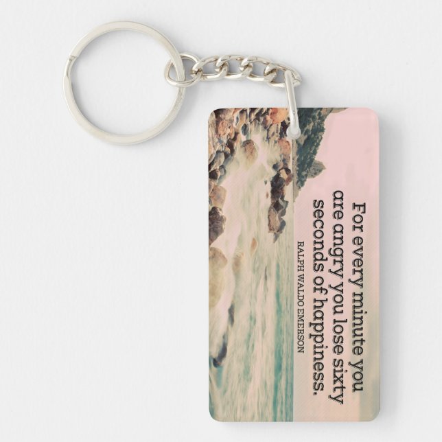 Ralph Waldo Emerson Inspirational Quote Happiness Nyckelring (Framsidan)