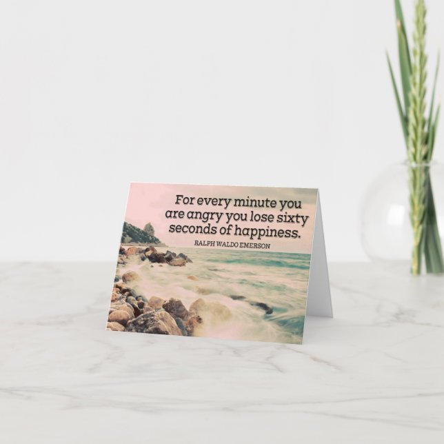 Ralph Waldo Emerson Inspirational Quote Happiness Tack Kort (Framsida)