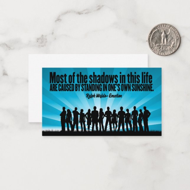 Ralph Waldo Emerson Inspirational Quote "Shadows" Anteckningskort (Fram/Back In Situ)