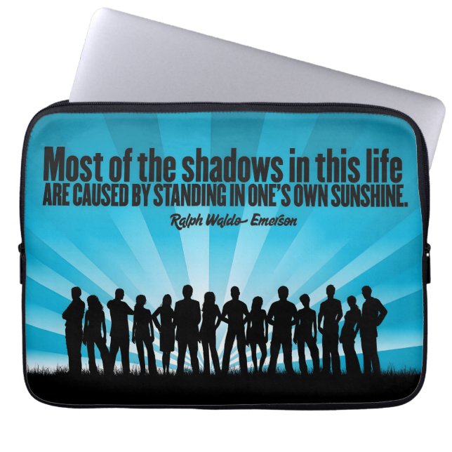 Ralph Waldo Emerson Inspirational Quote "Shadows" Laptop Fodral (Framsidan)