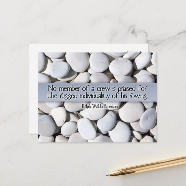 Ralph Waldo Emerson Inspirational Quote "Team" Vykort (Fram/Back In Situ)