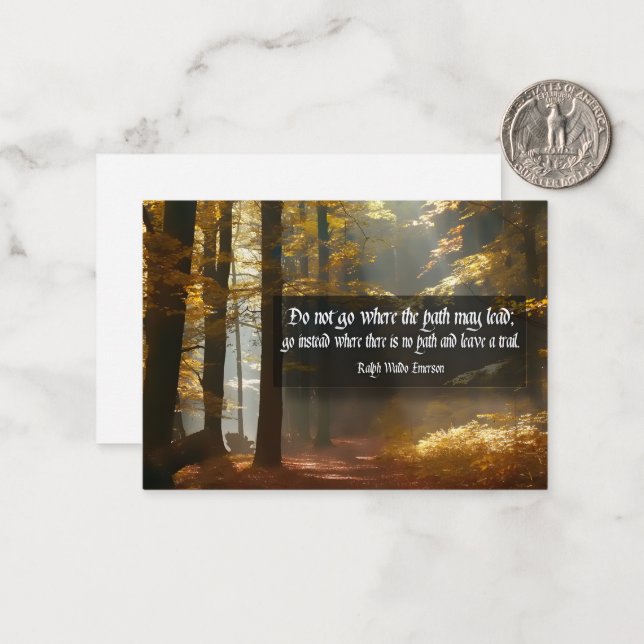 Ralph Waldo Emerson Inspirational Quote ’Trail’ Anteckningskort (Fram/Back In Situ)