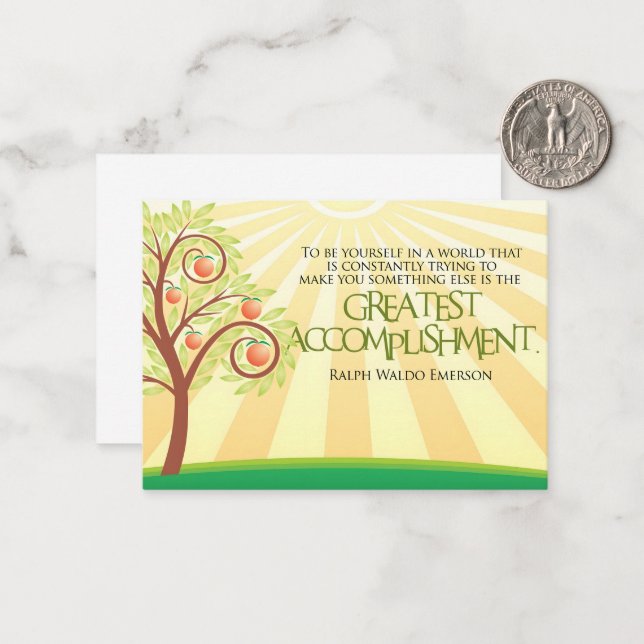Ralph Waldo Emerson Inspirational Quote "Yourself" Anteckningskort (Fram/Back In Situ)