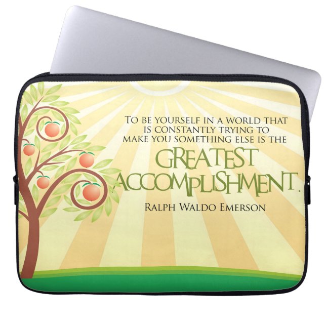 Ralph Waldo Emerson Inspirational Quote "Yourself" Laptop Fodral (Framsidan)