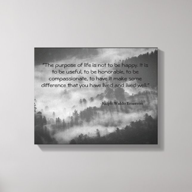 Ralph Waldo Emerson Quote Canvas Art Black & White (Framsida)
