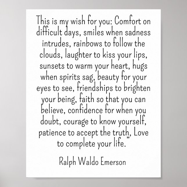 Ralph Waldo Emerson quote - this is my wish Poster (Framsidan)