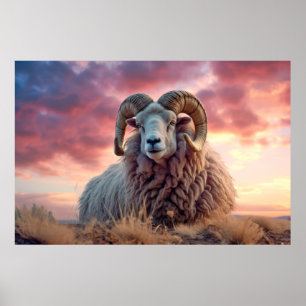 Ram Animal Nature Majestic Wilderness Poster
