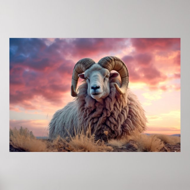 Ram Animal Nature Majestic Wilderness Poster (Framsidan)