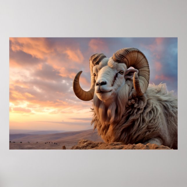 Ram Animal Nature Majestic Wilderness Poster (Framsidan)