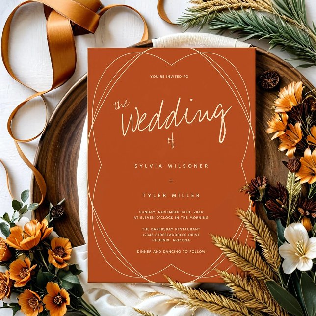Ram Burnt Orange Bröllop Inbjudningar (Get this invitation for your beautiful wedding.)