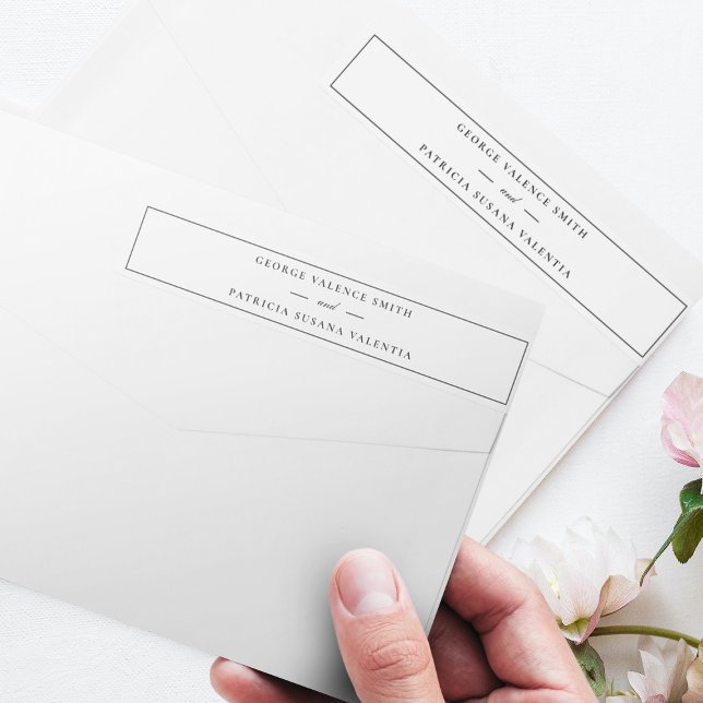 Ram Elegant Black White Bröllop Etikettband (Skapare uppladdad)