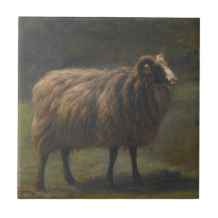 Ram (får) på gården (av Rosa Bonheur) Kakelplatta