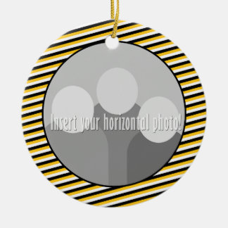 Ram för foto för tigertasstryck med randar julgransprydnad keramik