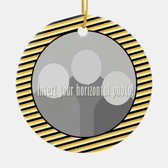 Ram för foto för tigertasstryck med randar julgransprydnad keramik (Framsidan)