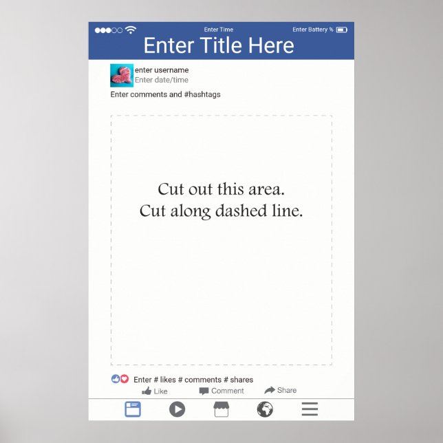 Ram för fotobås Rekvisita för design på sociala me Poster (Framsidan)