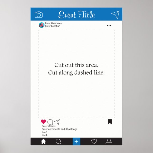 Ram för fotobutiksrekvisitaaffisch Blå Svart Poster (Framsidan)