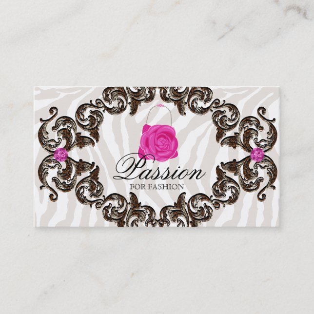 Ram för sebra för handväska för modehandväskaro visitkort (Framsida)