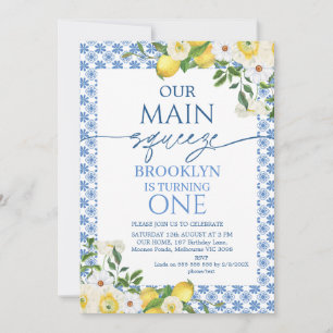 Ram Gult Blommigt Lemon Main Squeeze Birthday Inbjudningar