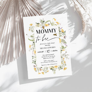 Ram Gult Wildblomma Mamma till Bee Baby Shower Inbjudningar