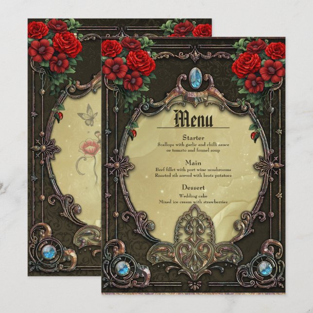 Ram har en opulent utformning meny (Fram/baksida)