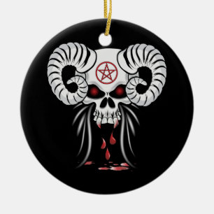 Ram Horned Skull Julgransprydnad Keramik