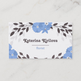 Ram i Blåa blommor och löv Visitkort