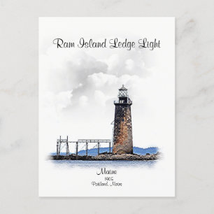 Ram Island Ledge Light-Michigan Vykort
