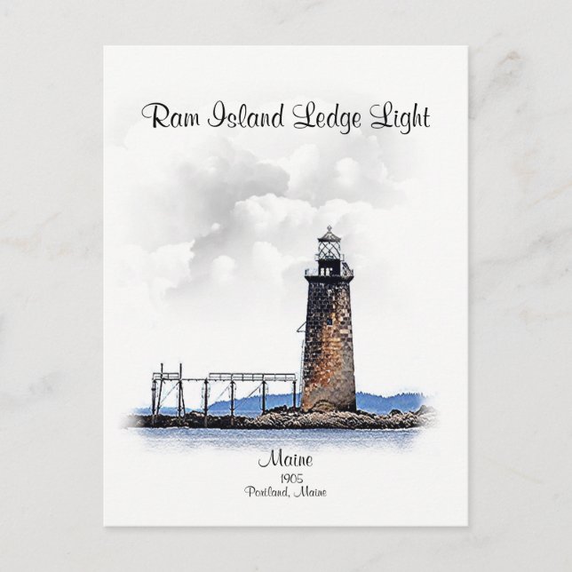 Ram Island Ledge Light-Michigan Vykort (Framsida)