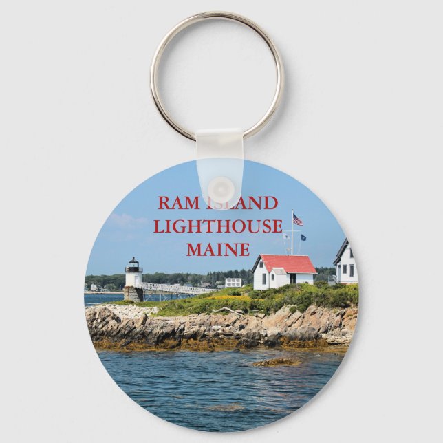 Ram Island Lighthouse, Maine Keychain Nyckelring (Framsida)