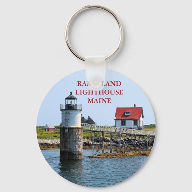 Ram Island Lighthouse, Maine Keychain Nyckelring (Framsida)