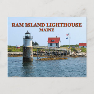 Ram Island Lighthouse, Maine Postcard Vykort