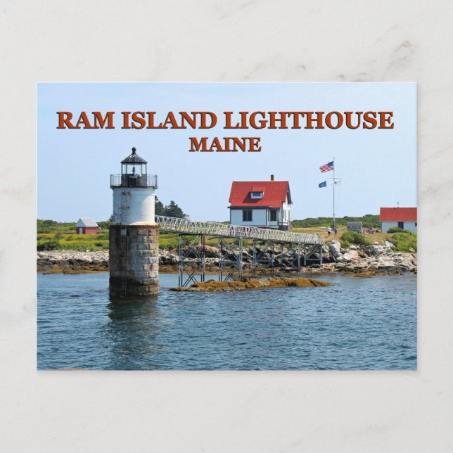 Ram Island Lighthouse, Maine Postcard Vykort (Framsida)