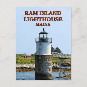 Ram Island Lighthouse, Maine Postcard Vykort