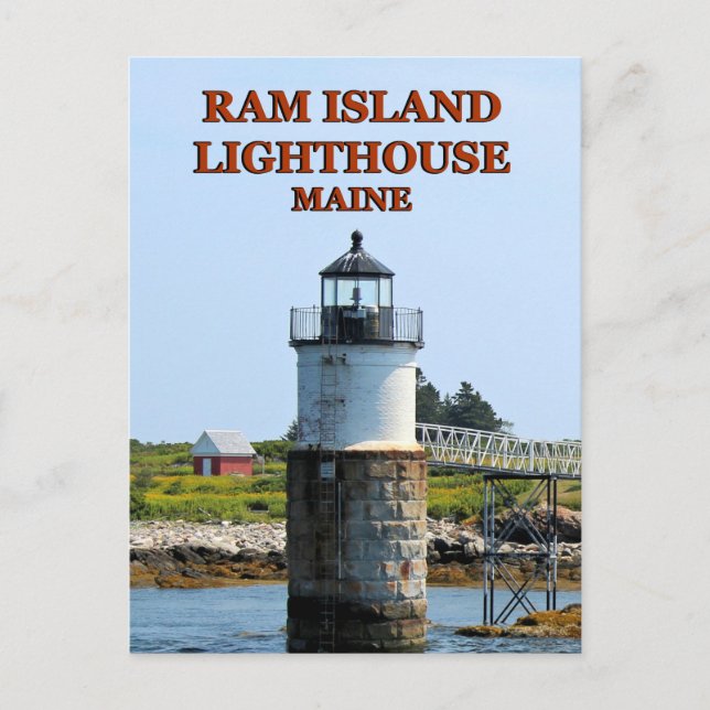 Ram Island Lighthouse, Maine Postcard Vykort (Framsida)