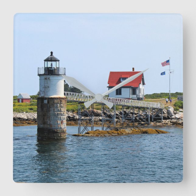 Ram Island Lighthouse, Maine Square Wall Clock Fyrkantig Klocka (Framsida)