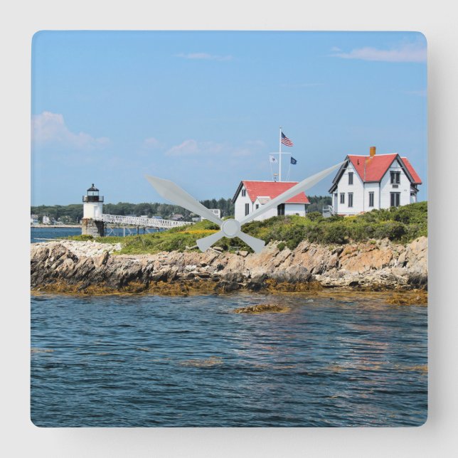 Ram Island Lighthouse, Maine Square Wall Clock Fyrkantig Klocka (Framsida)