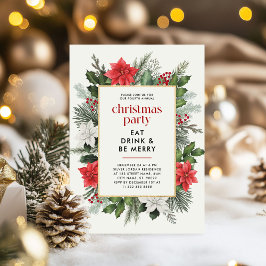 Ram jul, Blommigt, Party Inbjudningar