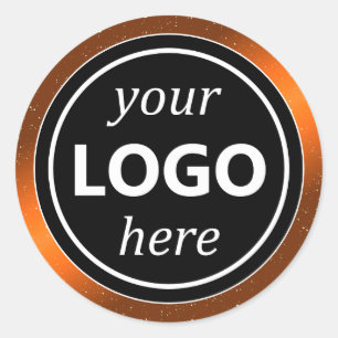 Ram Lägg till Logotyp i lyxsvart Orange, modern Runt Klistermärke