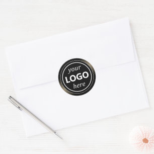 Ram Lägg till modern Logotyp för lyxfärgad svart f Runt Klistermärke