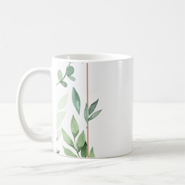Ram löv vattenfärgsbakgrund kaffemugg (Vänster)
