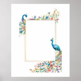 Ram med akvarell påfågel poster