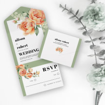 Ram med persiko-ro-blommor sage grönt bröllop