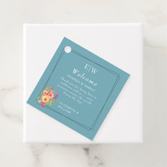 Ram med Ro, Bröllop stil på reflexblått Gåvor Etiketter (På plats)