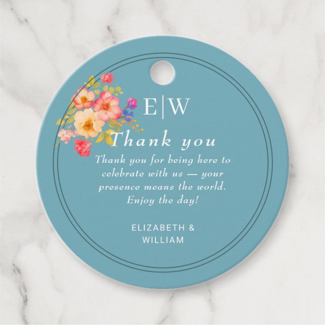 Ram med Ro, Bröllop stil på reflexblått Gåvor Etiketter (Framsida)