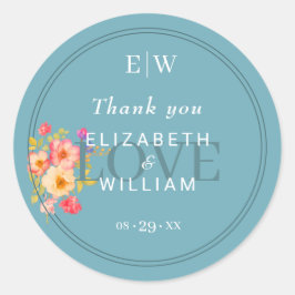 Ram med Ro, Bröllop stil på reflexblått Runt Klistermärke