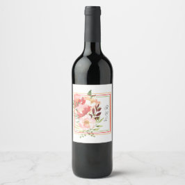 Ram och akvarell rosbukett vinflaska etikett