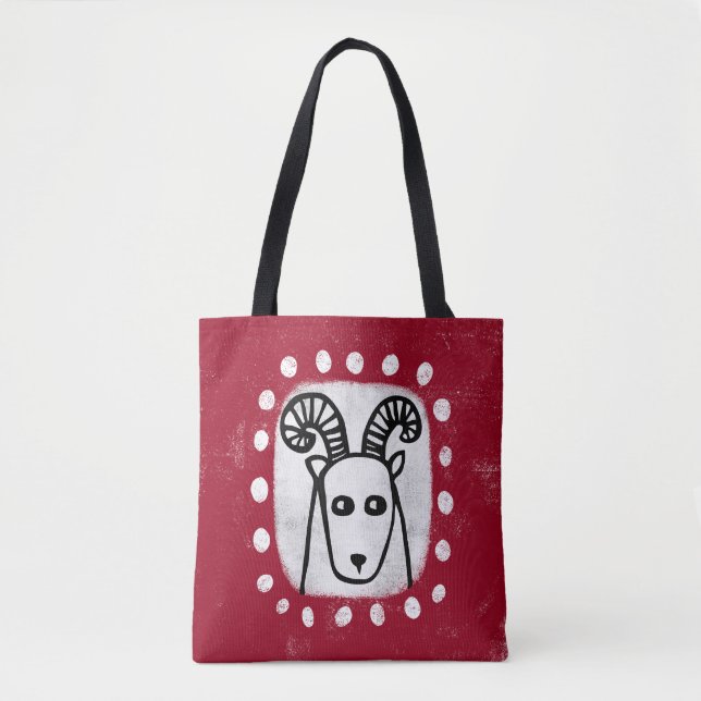 Ram på rött tote Bag Tygkasse (Framsida)