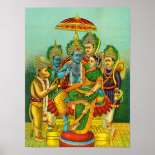 Ram Panchayatan Embellated av Raja Ravi Varma Poster