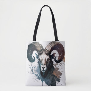 Ram Porträtt Animal Painting Wildlife utomhus Art Tygkasse